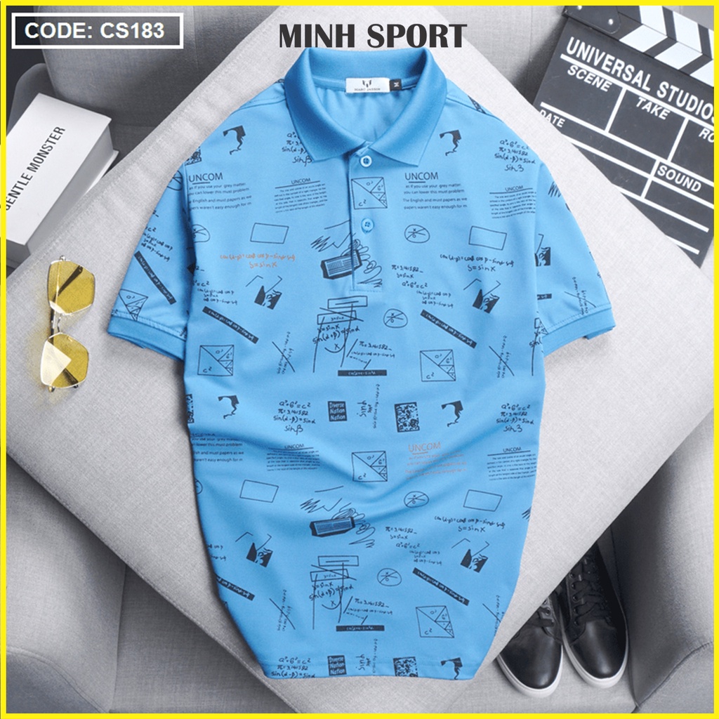 Áo Thun Polo Nam Ngắn Tay Có In Họa Tiết, Chất Thun Poly Dày Dặn, Mặc Mát mã AO.39