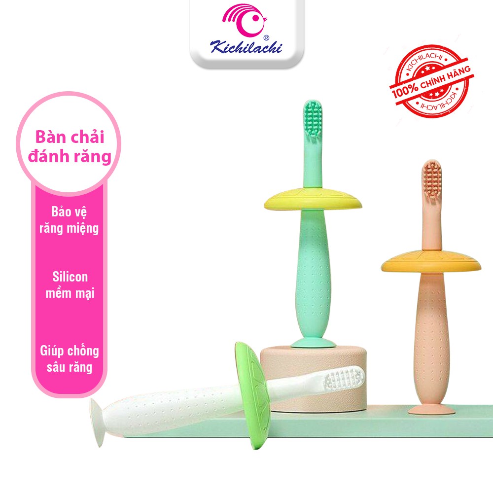  Bàn chải đánh răng trẻ em silicone Kichilachi dành cho bé từ 0-5 tuổi