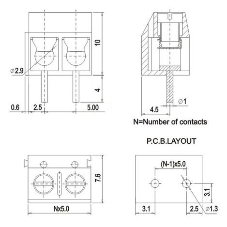 Cầu đấu cọc nguồn KF301 2P 3P hàn mạch màu xanh dương