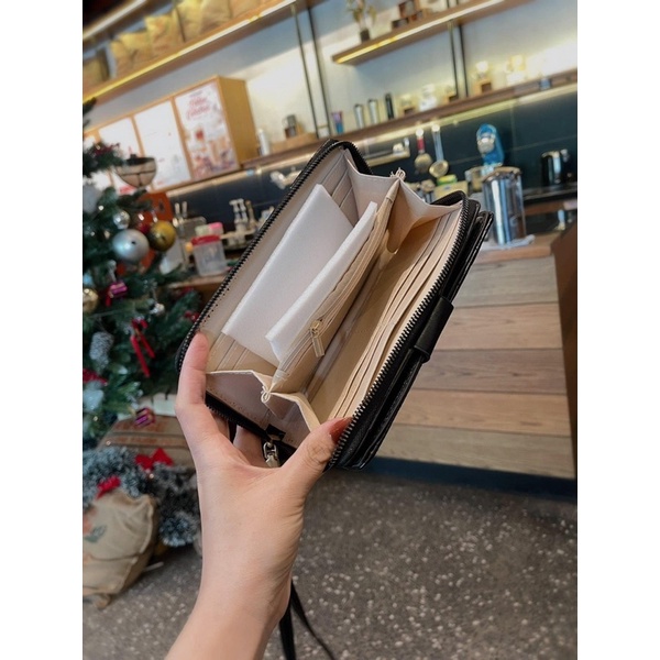 Ví dài thời trang nữ nắp cài g.u.c.c.i da bóng trần chỉ siêu đẹp