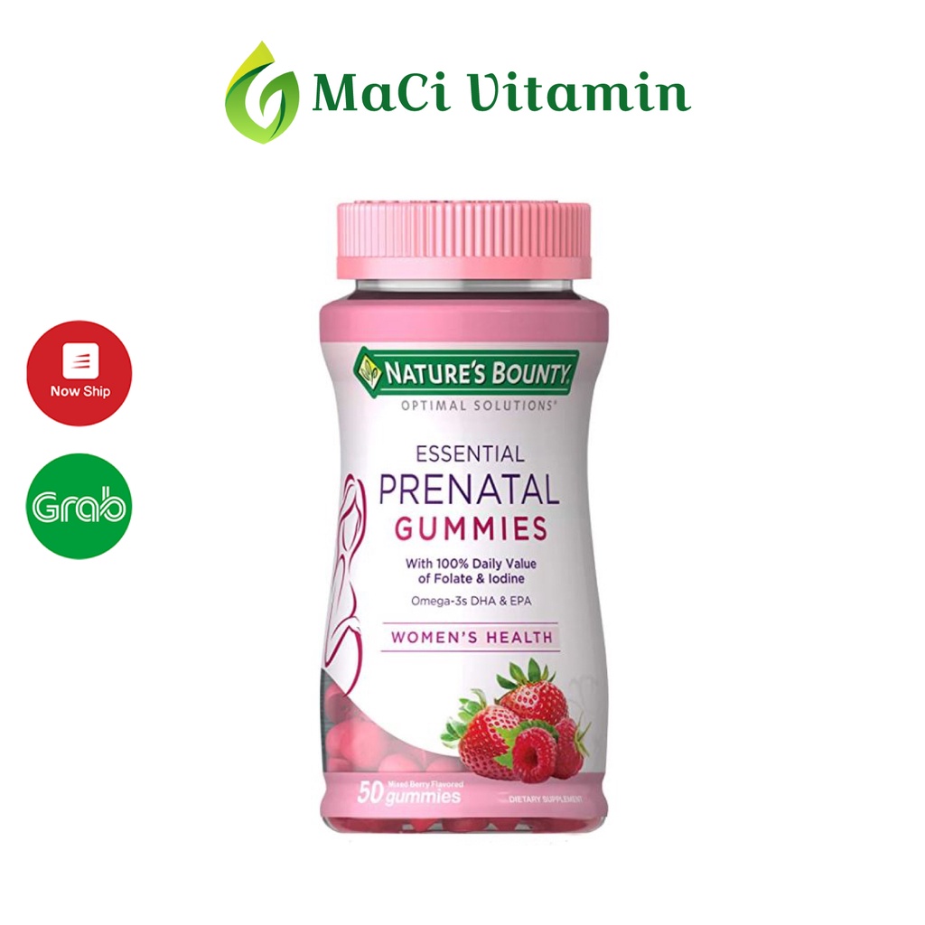 Kẹo dẻo cho Mẹ bầu Nature’s Bounty 100% Folate và Iốt cần thiết mỗi ngày Omega-3s DHA và EPA 50 viên MaCi