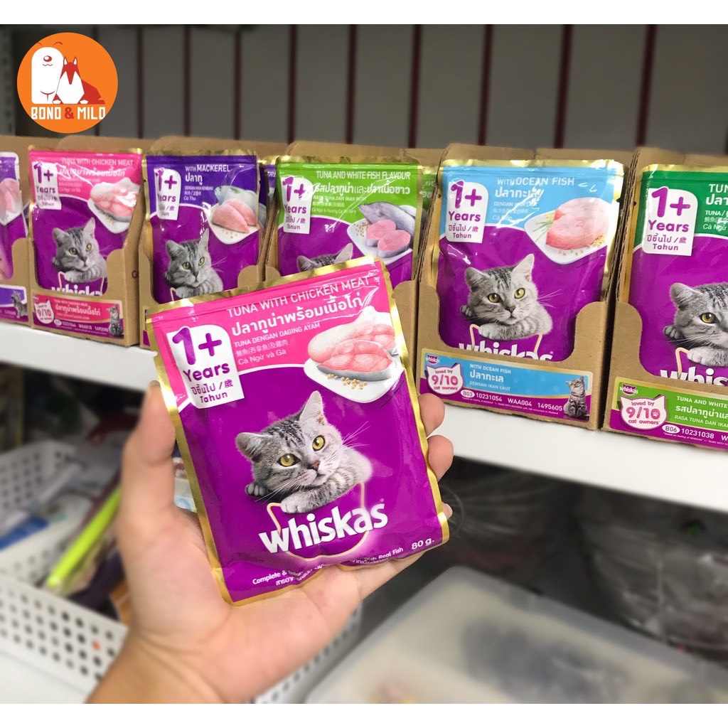THỨC ĂN ƯỚT CHO MÈO PATE WHISKAS NHIỀU VỊ GÓI 85GR - BONDMILO SHOP