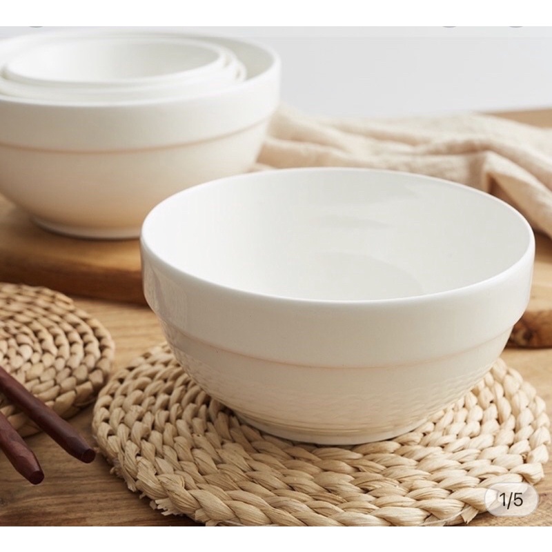 Bộ 2 Tô Sứ Trắng Có Ngấn 6inch / 7inch / 8inch Các Loại - Tráng Men Cao Cấp - Tô Canh, Tô Phở