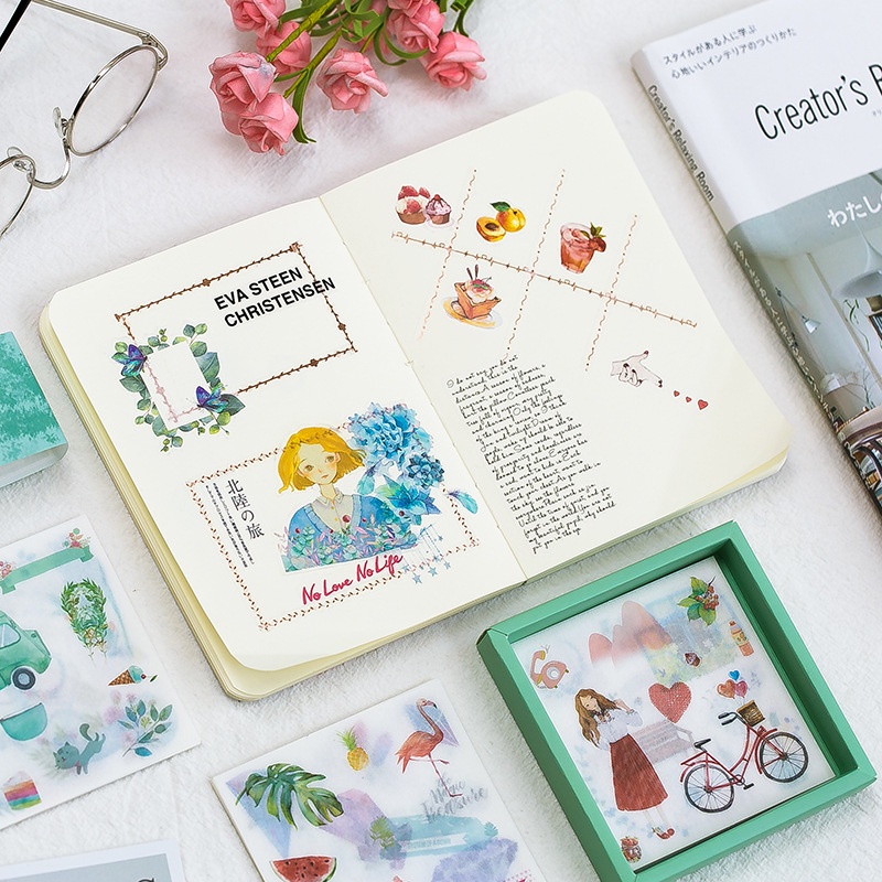 Sticker vintage dán sổ dán mũ bảo hiểm anime cute trang trí DIY Crafts, Scrapbook, Journal, Diary, Planner 1 tấm HD117