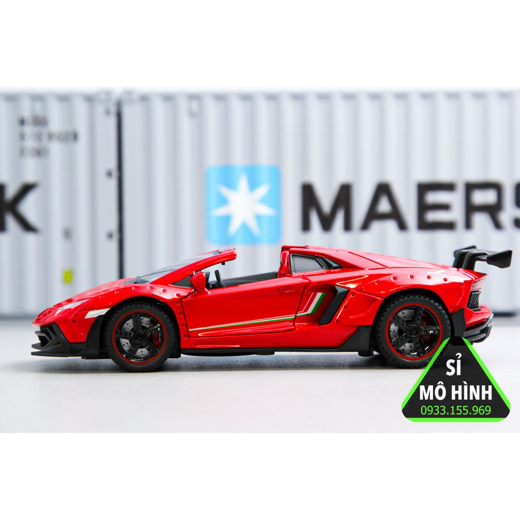 [ Sỉ Mô Hình ] Xe mô hình siêu xe Lambo Aventador SVJ mui trần 1:32 Đỏ