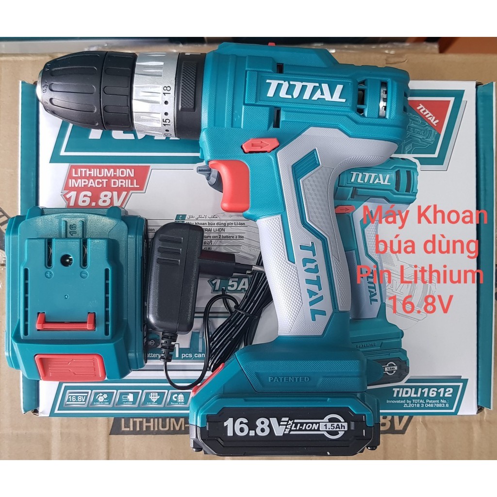 16.8V Máy khoan búa dùng pin  Lithium Total TIDLI1612 (KÈM 2PIN, 1 SẠC)