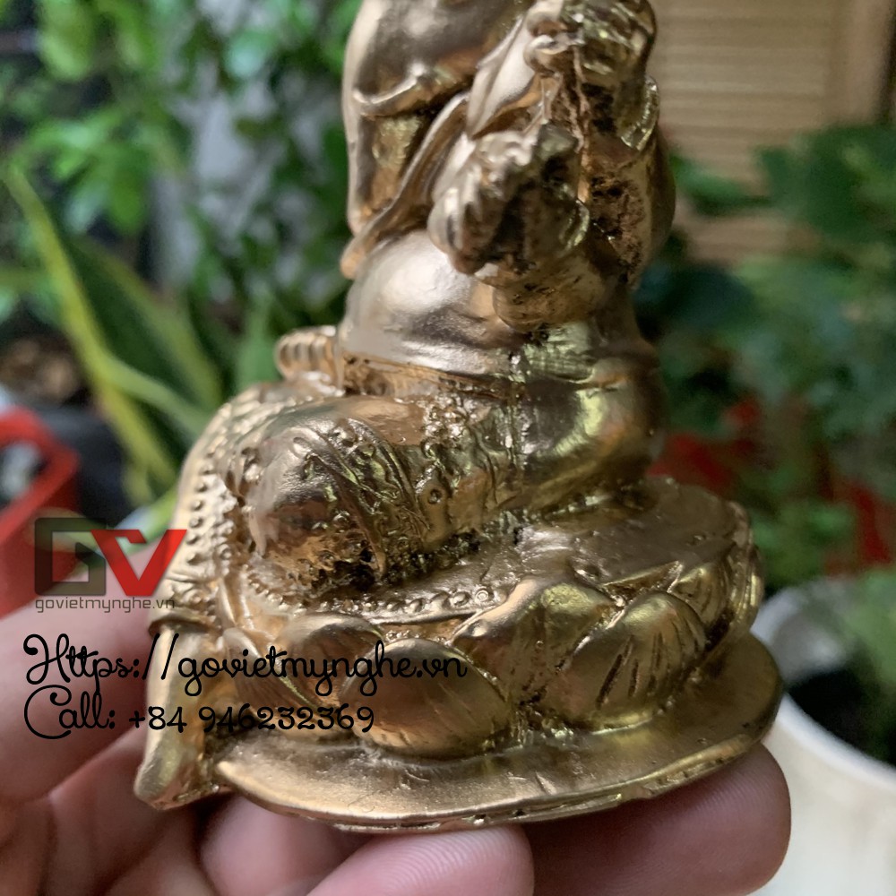 [Thần voi Ganesha] Tượng đá trang trí phong thủy Thần voi Ganesha Ấn Độ giáo - Chiều cao 10cm - Màu nhũ đồng