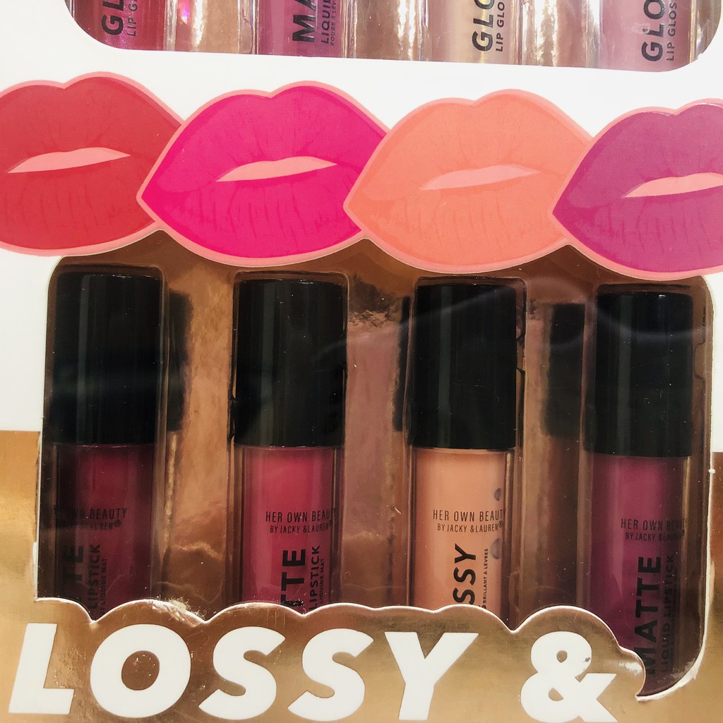 [HÀNG MỸ] Bộ 8 son Her Own Beauty By Jacky &amp; Lauren Matte &amp; Glossy Insta Pro Lipstick Set Macy's