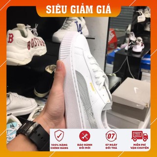 Free ship giày sneaker thể thao nữ trắng viền phản quang 2020 pm