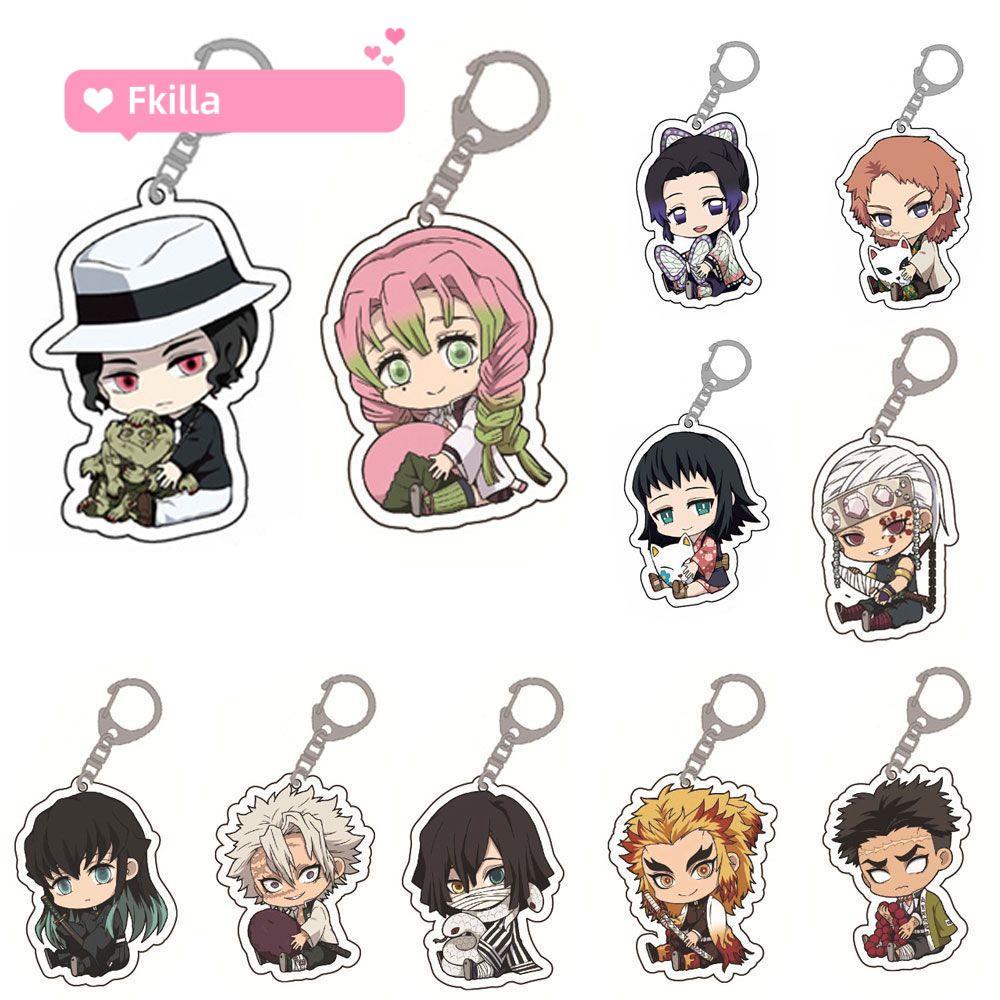 ☆FKILLA☆ Móc gắn chìa khóa nhựa acrylic họa tiết hoạt hình Kimetsu No Yaiba dễ thương