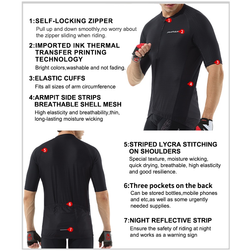 Áo thun đi xe đạp PHMAX ngắn tay nhanh khô chống tia UV 2.0 cho nam