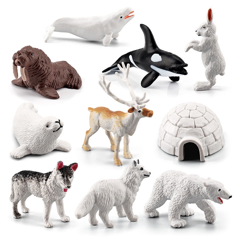 Mô hình mô phỏng động vật Gorock gồm gấu Bắc Cực/ cá voi trắng/ hải cẩu/ husky dùng để trang trí cho trẻ em 