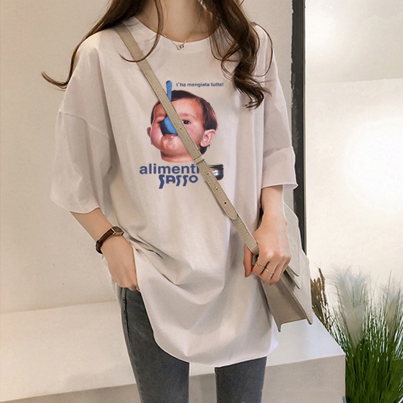 NRVP Áo Thun Tay Ngắn Dáng Rộng Thời Trang Mùa Hè 2021 Cho Nữ