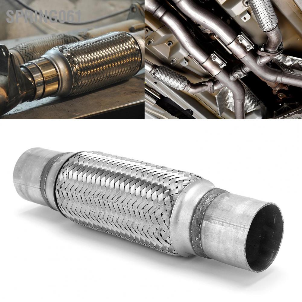 Spring061 2.25x12in Woven Exhaust Repair Flexible Pipe Bellows Flex Joint 57mm Stainless Steel for Car