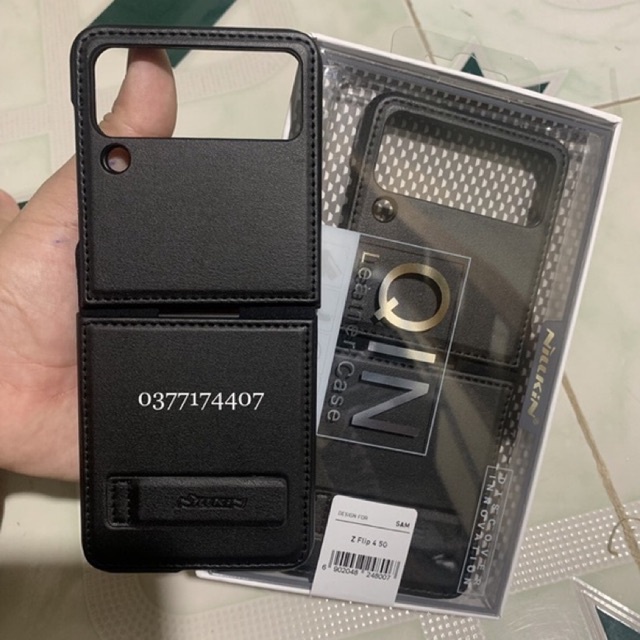 Ốp lưng da Samsung Z Flip 4 5G Nillkin Qin leather case có chân chống dựng（Vegan leather)