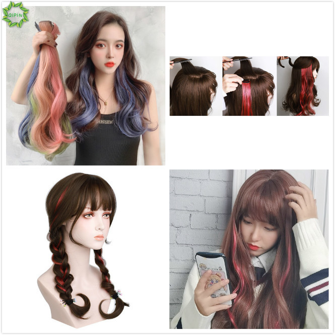 Tóc giả xoăn gợn sóng nhiều màu sắc phong cách Hàn Quốc 55cm tóc giả nhuộm