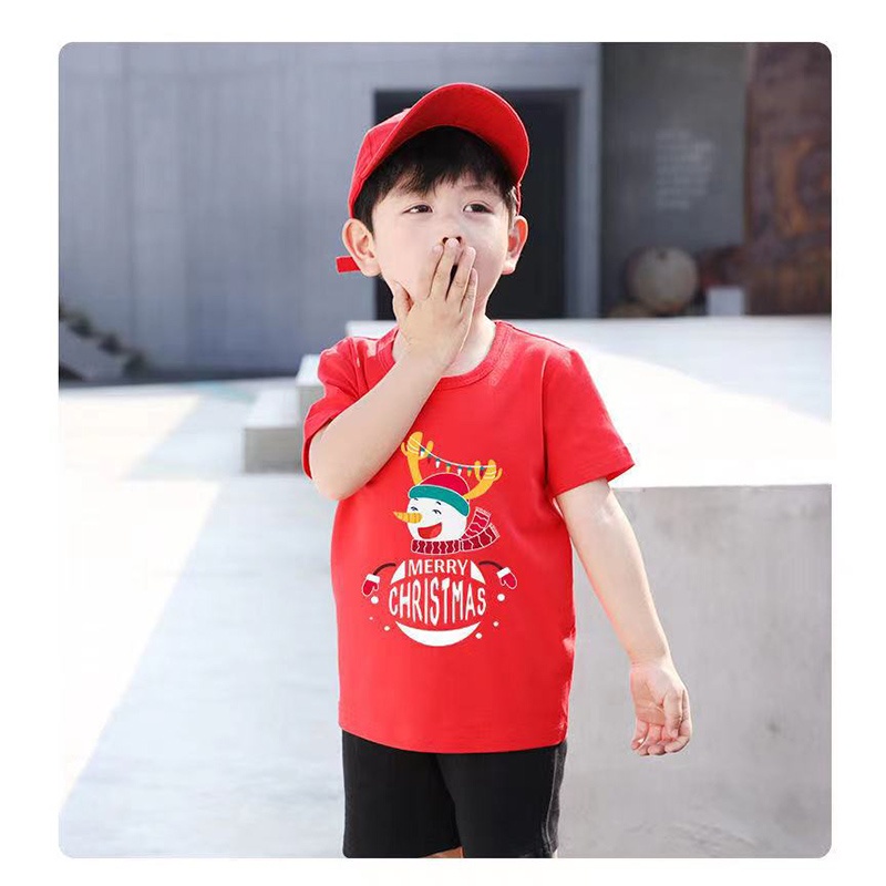 Áo Thun 100% Cotton Thoáng Khí In Họa Tiết Giáng Sinh Hoạt Hình Cho Bé