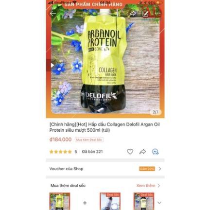 [Chính hãng][Hot] Hấp dầu Collagen Delofil Argan Oil Protein siêu mượt 500ml (túi) .