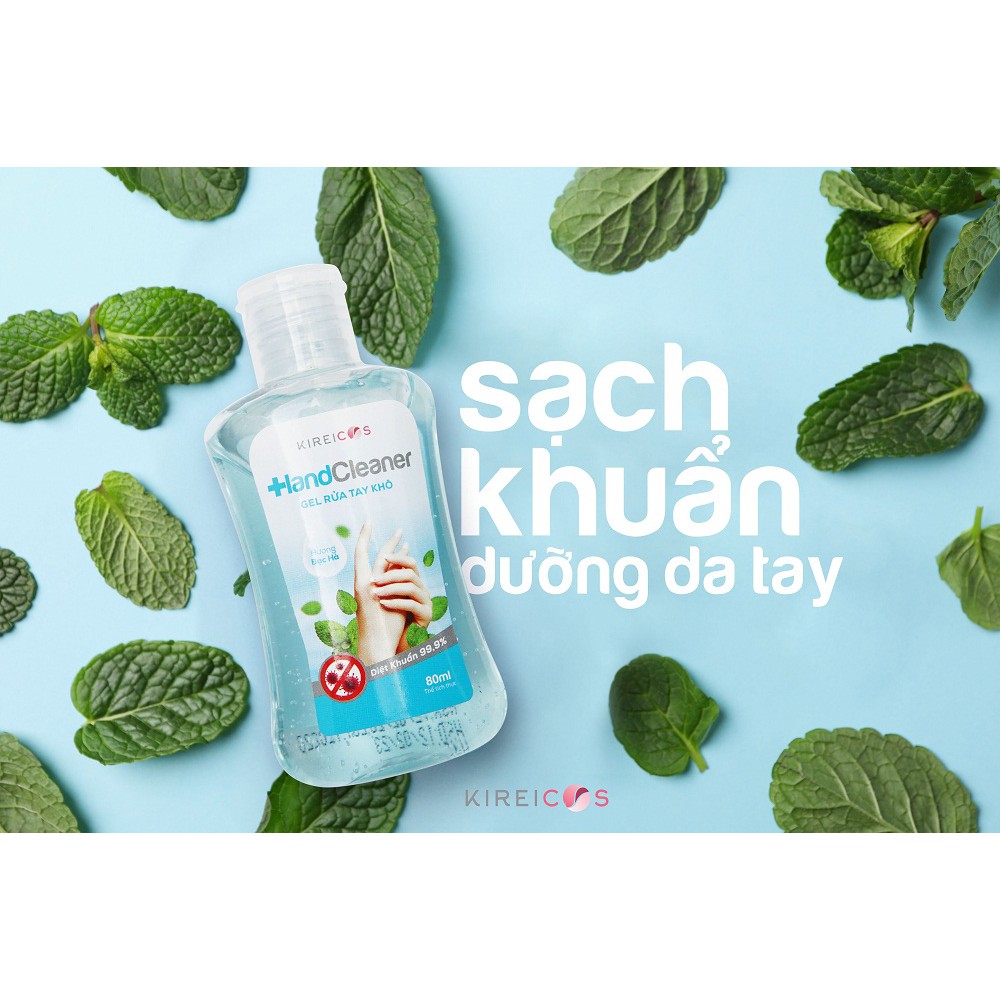 Combo 3 chai gel rửa tay khô KIREICOS 80ml tặng 1 xà phòng giấy