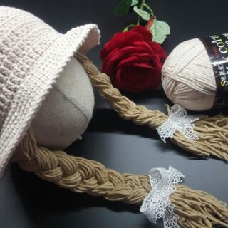 Mũ len handmade bím tóc cho bé