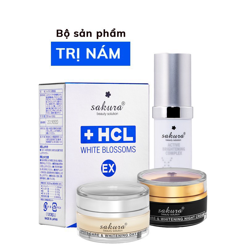 [DEAL SỐC]  Bộ Sản Phẩm Sakura Spots Care And Whitening Set Hỗ Trợ Điều Trị Nám, Làm Trắng Da, Mờ Nám, Dưỡng Ẩm, Chống L