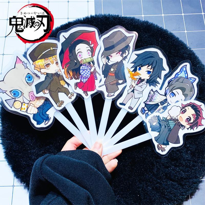 (Đầu To) Quạt Kimetsu no Yaiba Thanh Gươm Diệt Quỷ xòe cầm tay ảnh đẹp in hình anime chibi