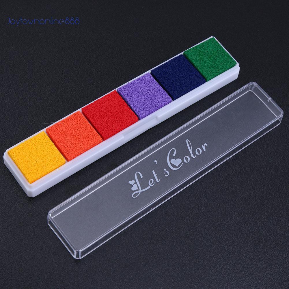 Joeღ HOT! Hidup bahagia DIY Scrapbooking Colorful Ink Pad Stamp Decor 6 Colors Fingerprint Inkpad