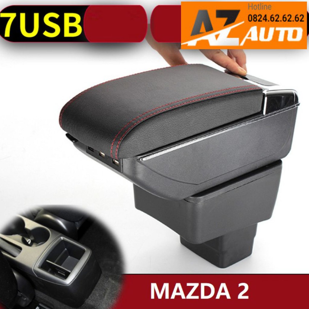 Hộp tỳ tay ô tô Mazda 2 tích hợp 7 cổng USB - hàng cao cấp