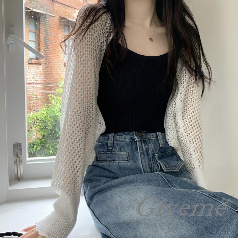 Áo Khoác Cardigan Dệt Kim Dài Tay Màu Sắc Thời Trang Cho Nữ