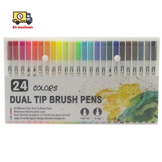 Set 24 bút lông hai đầu nhiều màu sắc