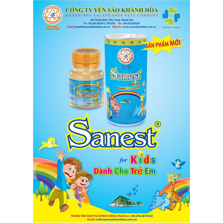 Nước yến sào Sanest Kids Yến Sào Khánh Hòa dành cho trẻ em lon 190ml