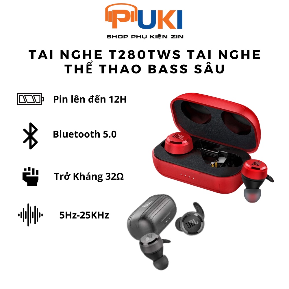 Tai Nghe Không Dây TWS Bluetooth 5.0 Thể Thao JBL T280TWS PLUS - Tai Nghe Nhét Tai Nguyên Chất Bass