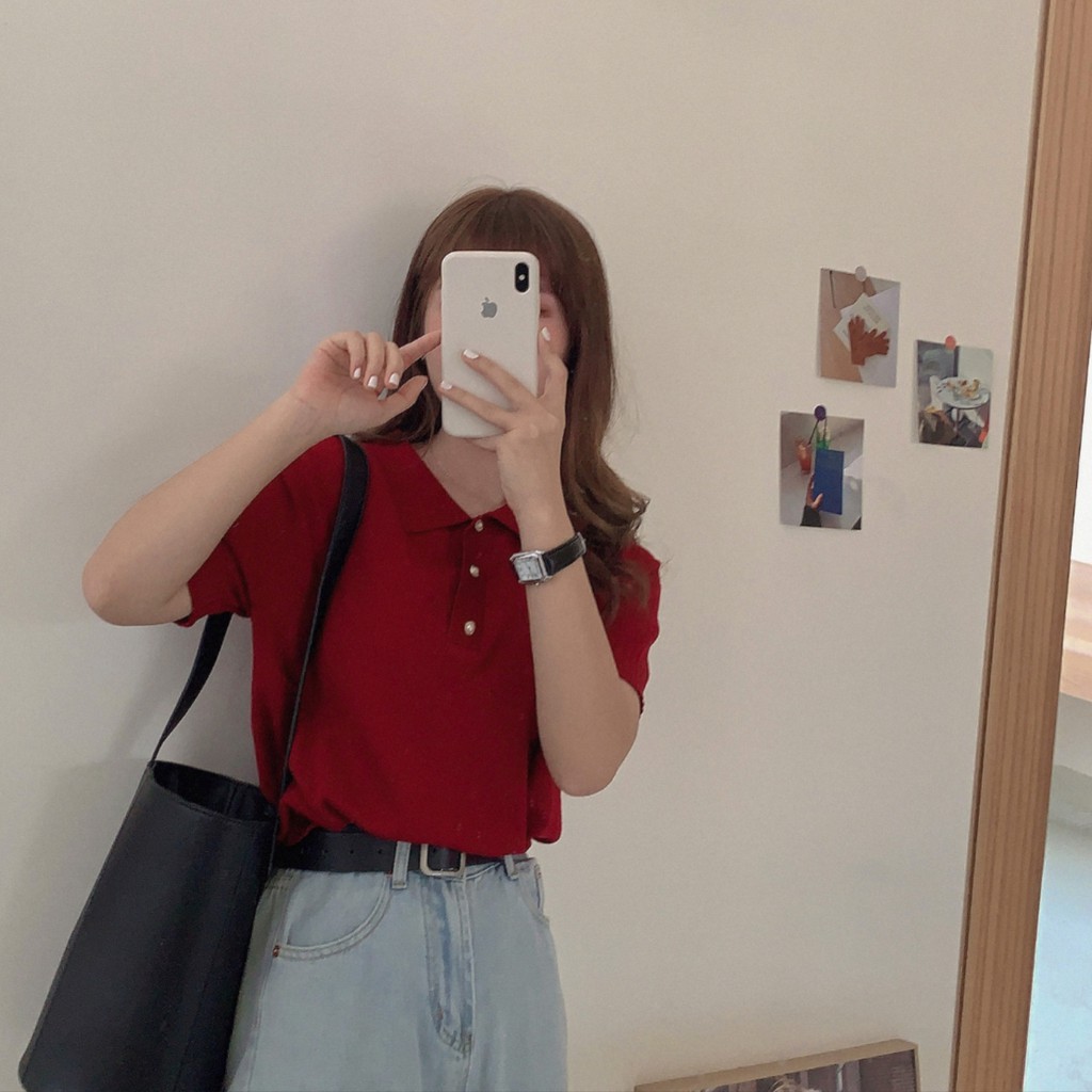 Xiaozhainv Áo Thun Polo Ngắn Tay Kiểu Dáng Hàn Quốc | BigBuy360 - bigbuy360.vn