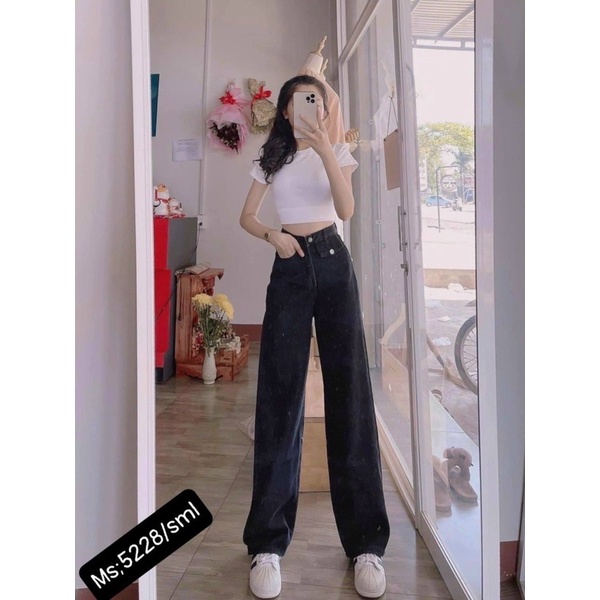 Quần jeans baggy ống xuông MÃ 5228, 5191, quần bò baggy ống rộng lưng cao - J0TJ