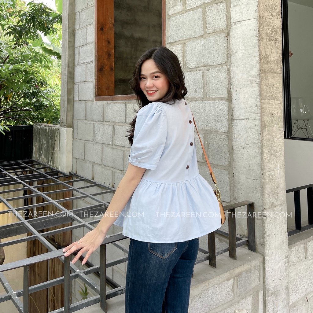 ÁO BABYDOLL ĐÍNH NÚT ZAREEN VOA81 XANH DƯƠNG