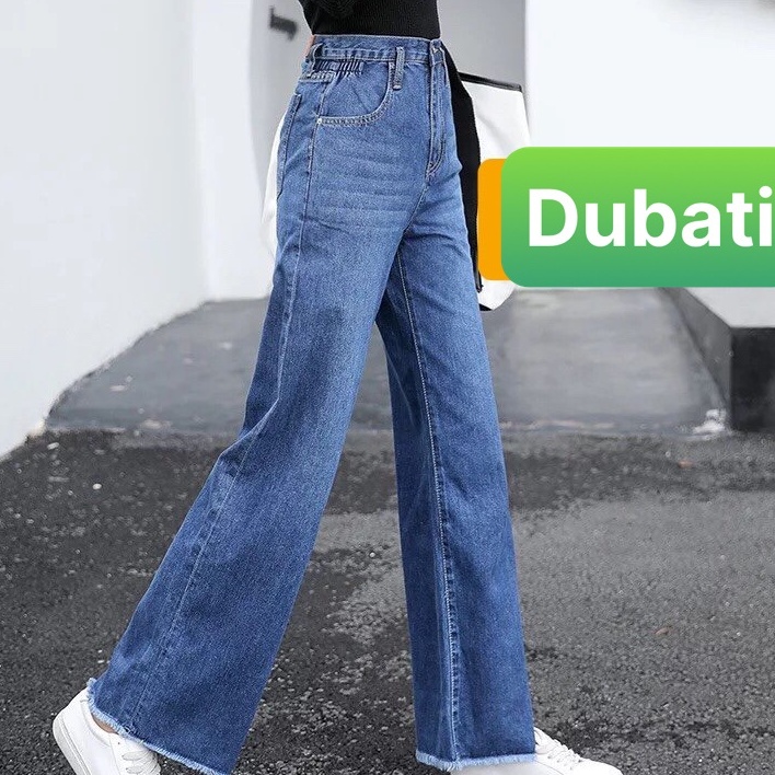 QUẦN BAGGY NỮ CHẤT BÒ XANH ỐNG RỘNG DÀI LƯNG CAO NÂNG MÔNG PHONG CÁCH HÀN QUỐC-DB 6714- DUBATI FASHION