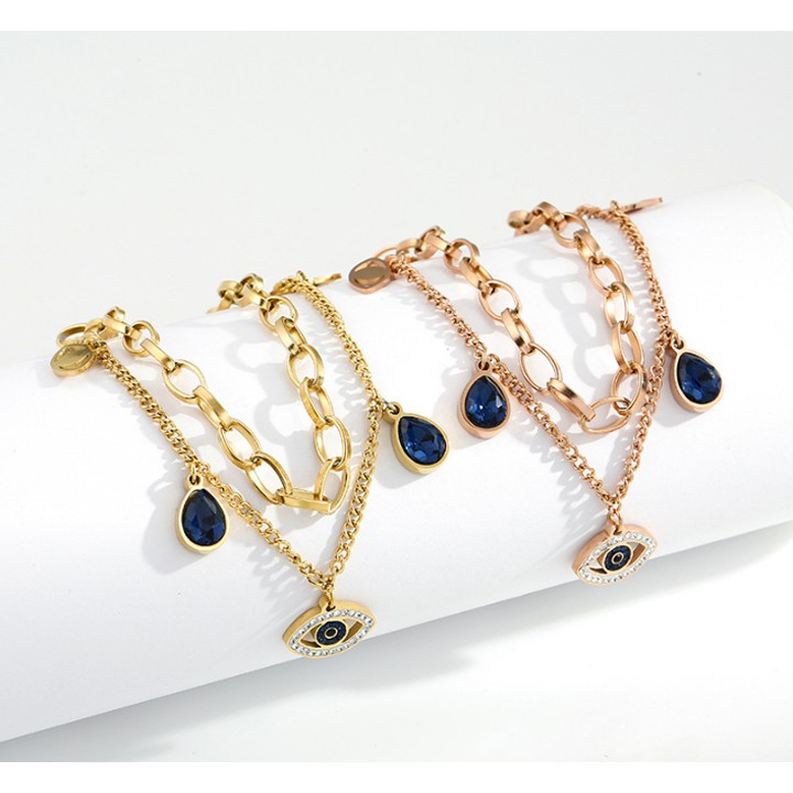 Lắc tay titan hình ánh mắt xen kẽ giọt ngước siêu đẹp, bền màu, hợp thời trang