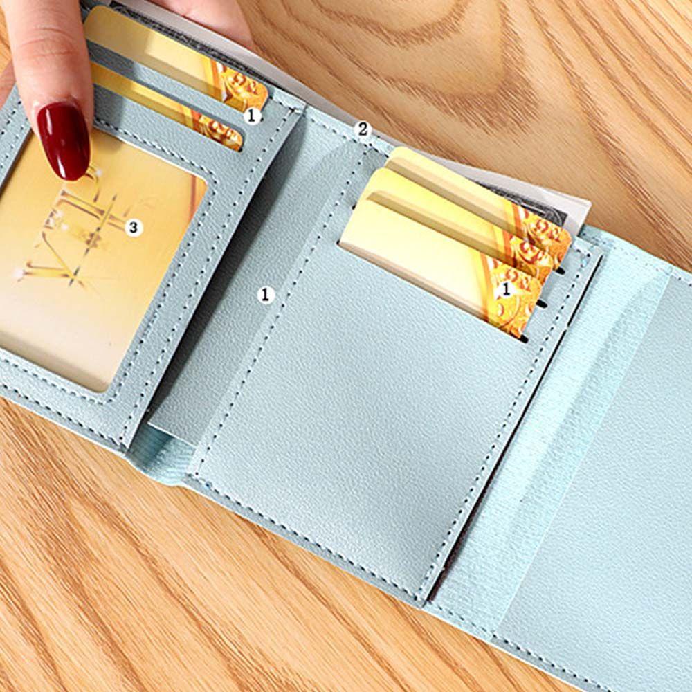 DARON Ví Da PU Ngắn Đựng Thẻ In Hoa Mini Dễ Thương Cho Nữ Giá Đỡ