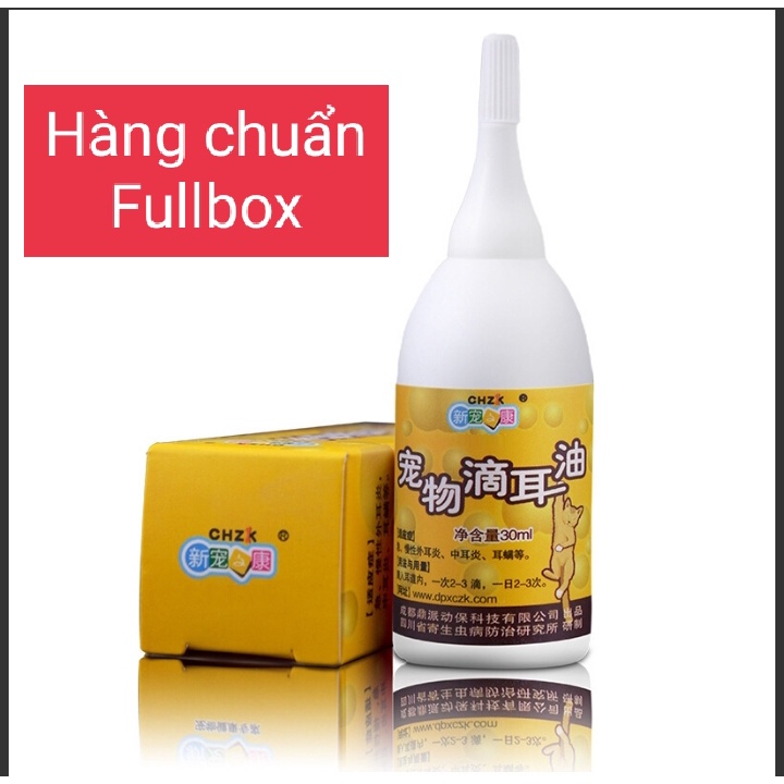 Dung dịch Rửa tai - vệ sinh tai cho chó mèo thú cưng CHZik 30ml - Hàng cao cấp an toàn cho Boss