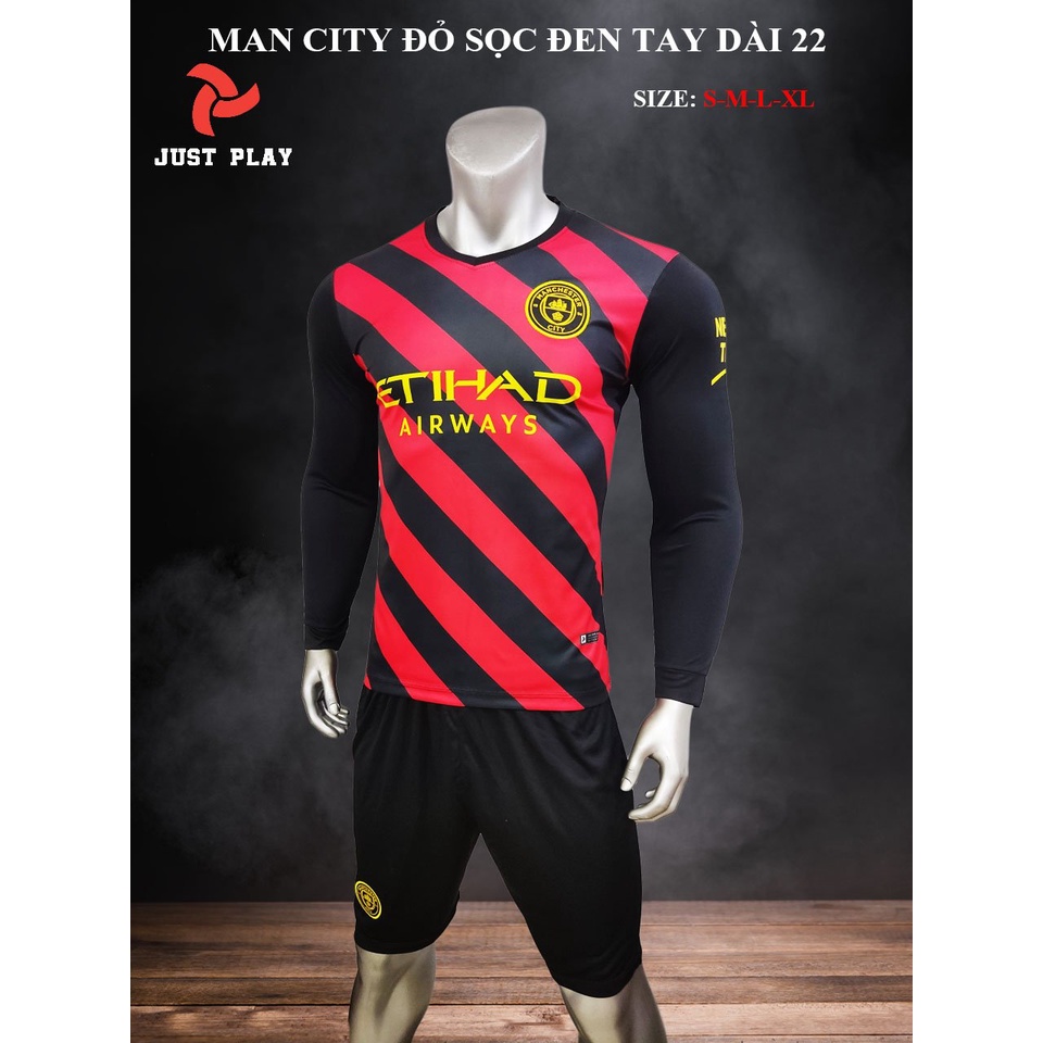 Áo đá banh CLB Mancity màu đen dài tay