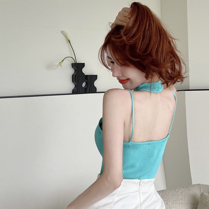 Áo Lửng Dệt Kim Không Tay Phong Cách Hàn Quốc Quyến Rũ Dành Cho Nữ