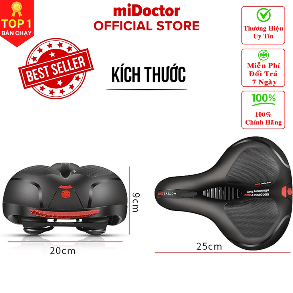 Yên xe đạp thể thao đàn hồi, mềm dày, thoáng khí giúp êm mông (bản nâng cấp) chống trượt - chính hãng miDoctor