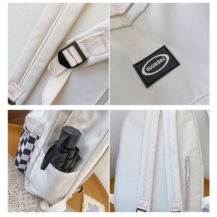 Balo Đi Học Họa Tiết Sọc Caro Dễ Thương Phong Cách Nhật Bản