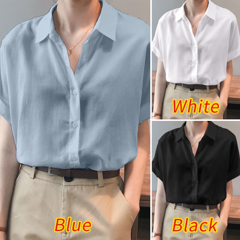 Áo sơ mi Zanzea cổ bẻ cài nút ngắn tay thời trang dành cho nữ