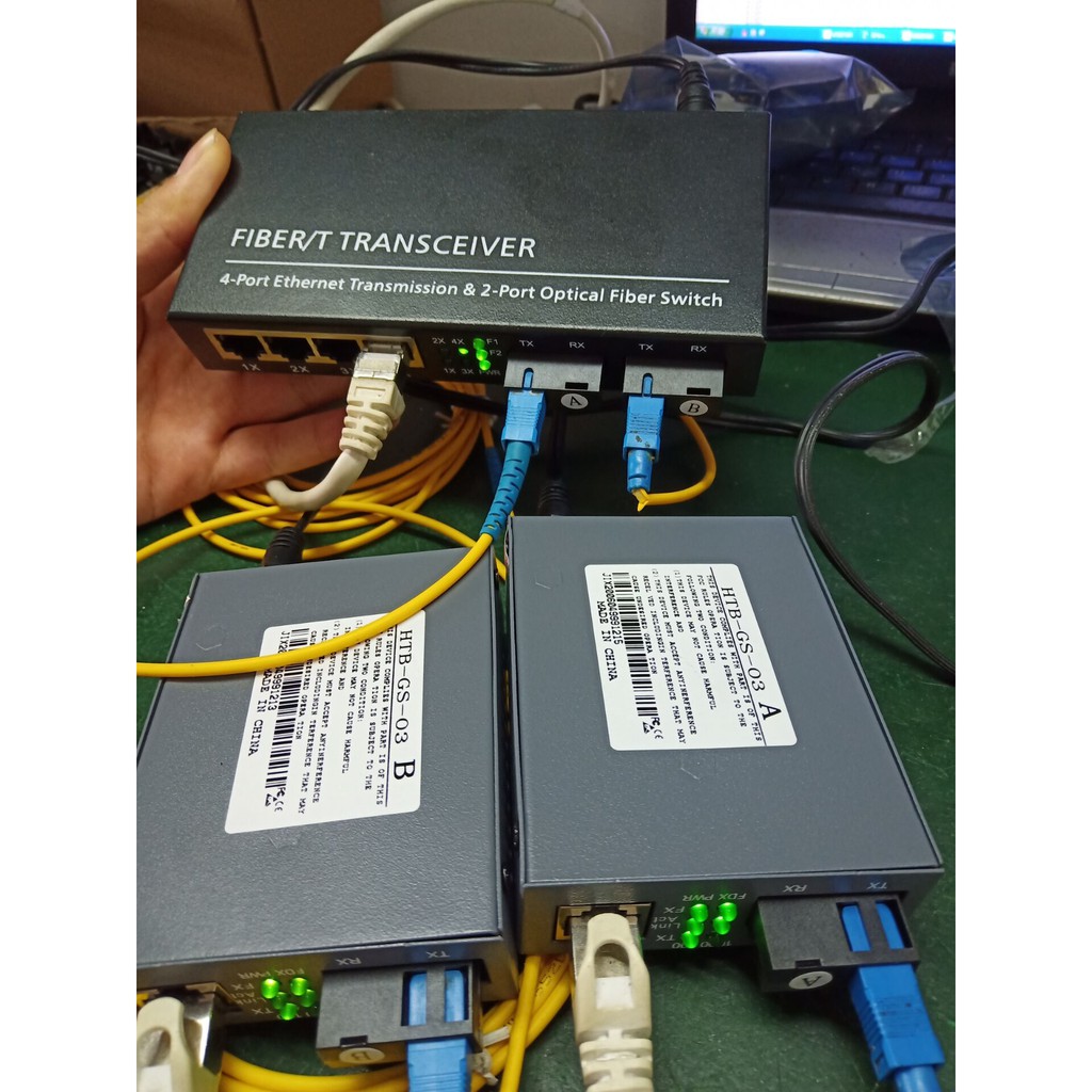 Bộ Chuyển Đổi Tín Hiệu Sợi Quang 4 RJ45 UTP 2 SC 1A+1B Ethernet 10/100/1000M