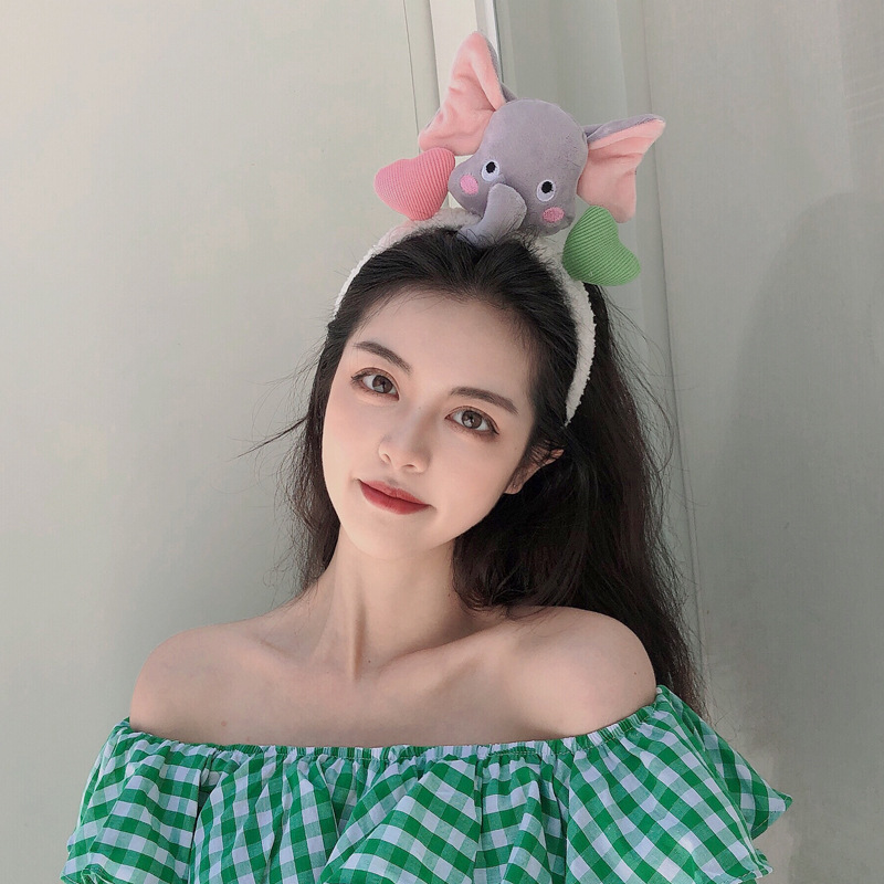 Băng đô rửa mặt hình chú voi/gấu hoạt hình dễ thương cho nữ