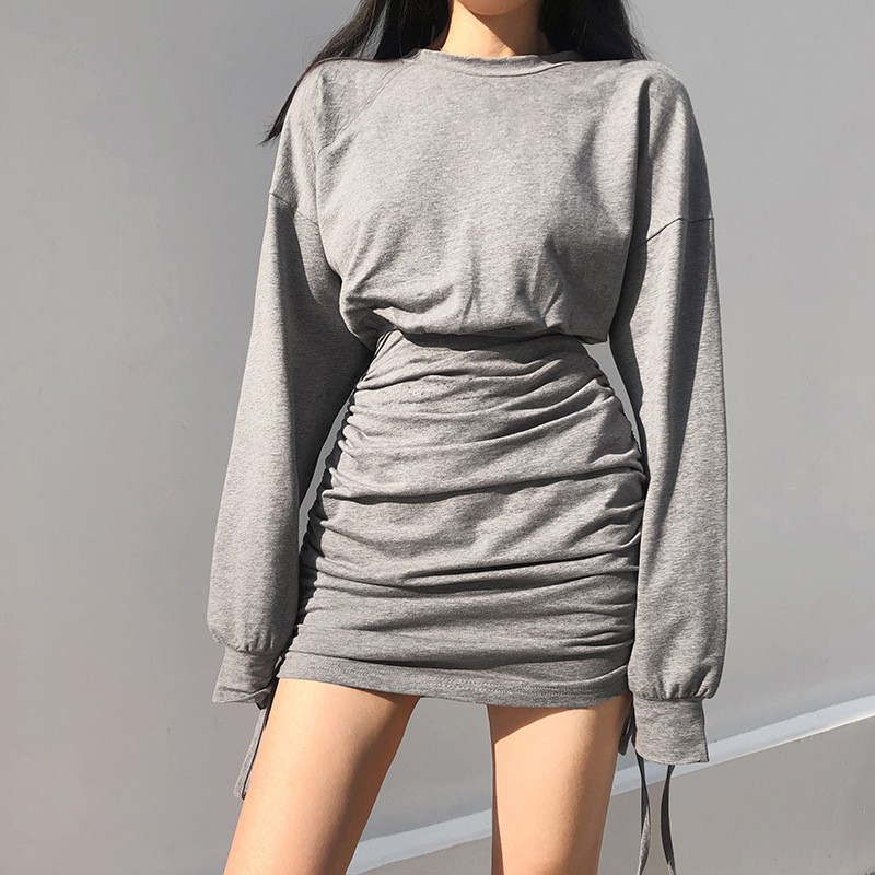 Váy body nữ Elise Dress VBD014 thiết kế dây rút xếp ly, vải nỉ co giãn không xù - Uni By Heart | BigBuy360 - bigbuy360.vn