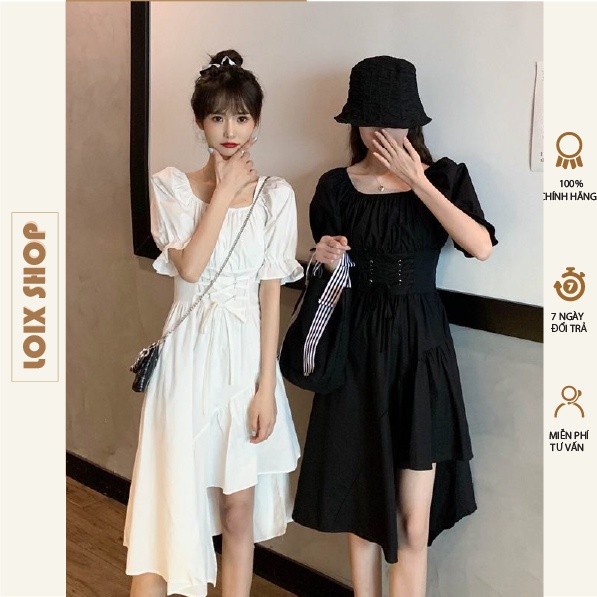 Váy đan dây lệch tầng xẻ tà, đầm có size cho người Bigsize, siêu tôn dáng dài LOIX mã 124 mã 001