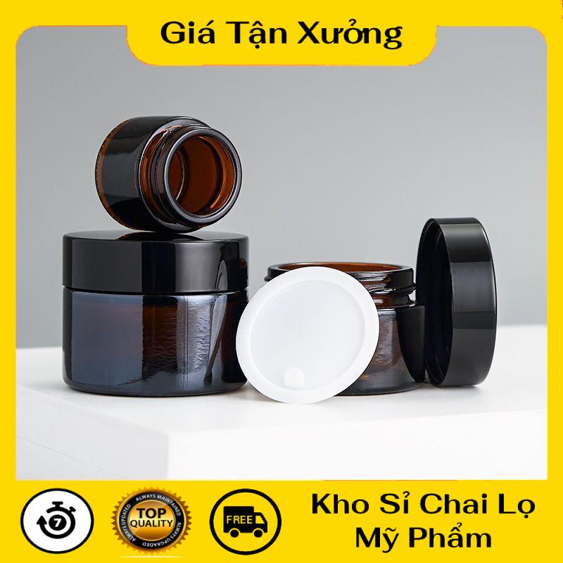 Hũ Chiết Kem Thủy Tinh Nâu 20g , chai lọ chiết mỹ phẩm , phụ kiện du lịch