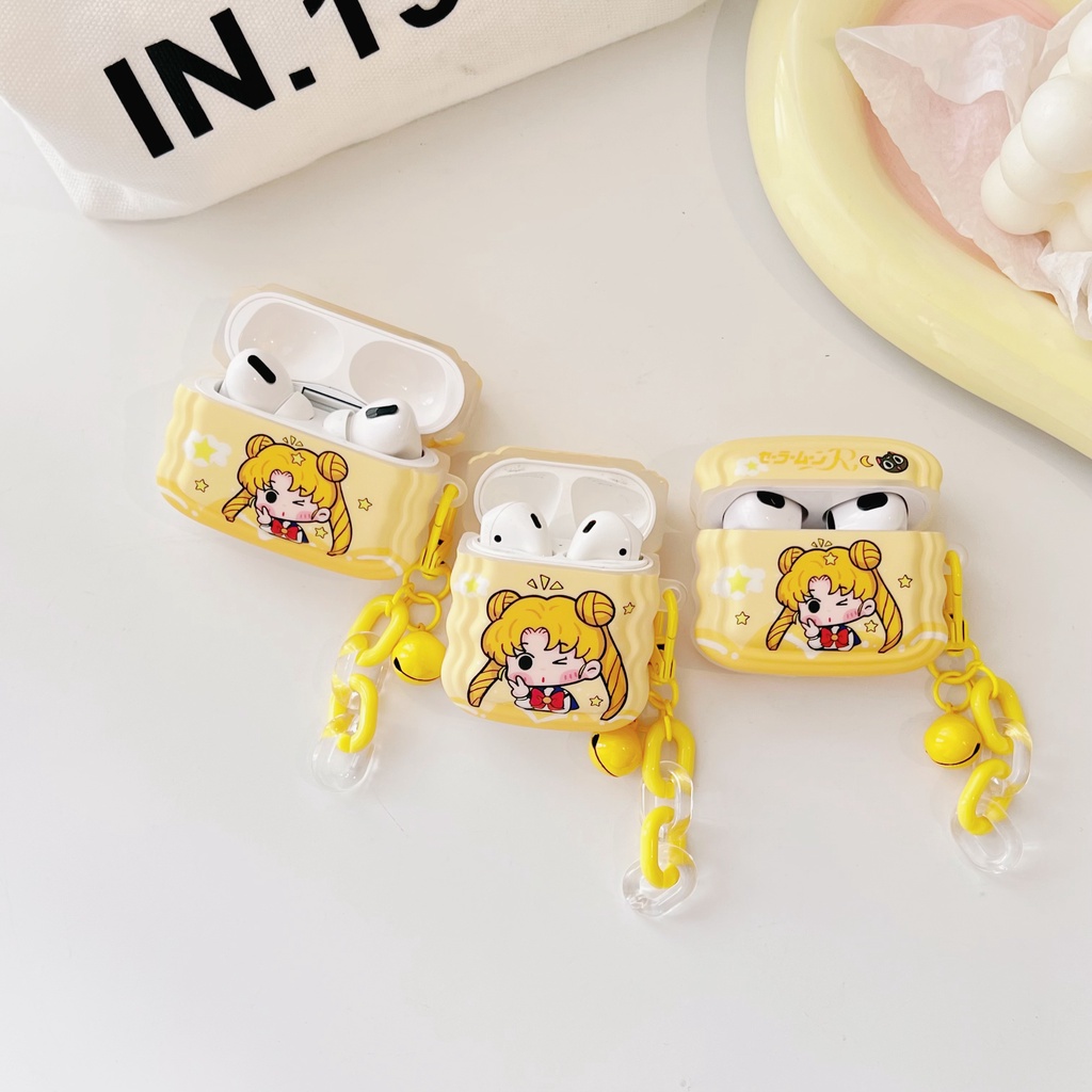 Sailor Moon Vỏ Bảo Vệ Hộp Sạc Tai Nghe Bluetooth Airpods 1 / 2 3 2021 Pro2 2022 Bằng Silicon Họa Tiết Thủy Thủ Mặt Trăng Dễ Thương Chống Sốc